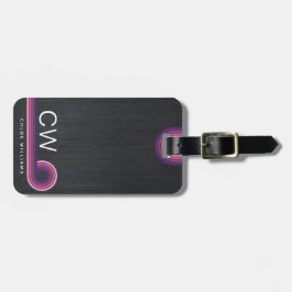 Cute Minimalist Modern Retro Rand Monogram Bagagebricka