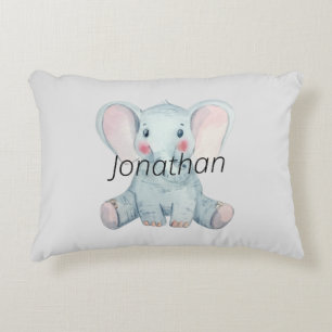 Cute minimalist monogram Elephant l Blue Prydnadskudde