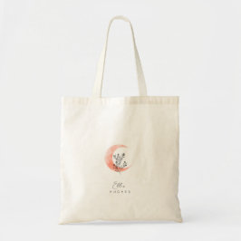 Cute minimalist och skandinaviska blommigten måne tygkasse