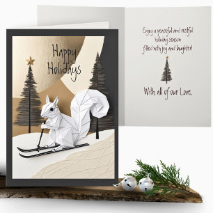 Cute Minimalist Origami Julekorre Skiis Kort