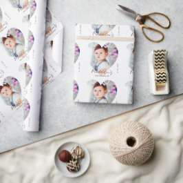 Cute Minimalist Photo First Födelsedagsfest Presentpapper