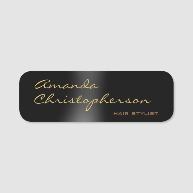 Cute Minimalist Plain Modern Calligrapy Black Namnbricka (Framsida)