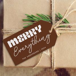 Cute Minimalist Retro Merry All Brown Presentetikett
