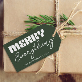 Cute Minimalist Retro Merry All Grönt Presentetikett
