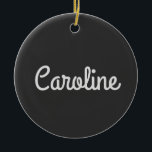 Cute Minimalist Script Typography Namn Black White Julgransprydnad Keramik<br><div class="desc">Cute Minimalist Script Typography Namn Black White Ornamet</div>