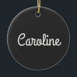 Cute Minimalist Script Typography Namn Black White Julgransprydnad Keramik<br><div class="desc">Cute Minimalist Script Typography Namn Black White Ornamet</div>