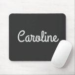 Cute Minimalist Script Typography Namn Black White Musmatta<br><div class="desc">Cute Minimalist Script Typography Namn Black White Mouse Pad</div>