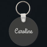 Cute Minimalist Script Typography Namn Black White Nyckelring<br><div class="desc">Cute Minimalist Script Typography Namn Black White Keychain</div>