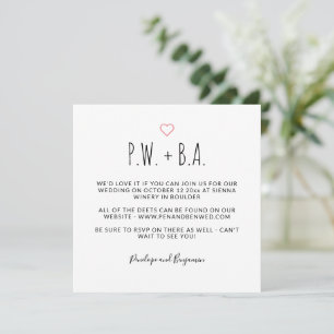 Cute Minimalist Whimsical Black and White Bröllop Inbjudningar