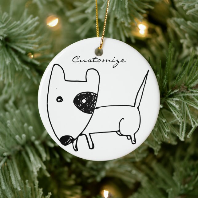 Cute Minimalistic Black-öga Hund Thunder_Cove Julgransprydnad Keramik (Träd)