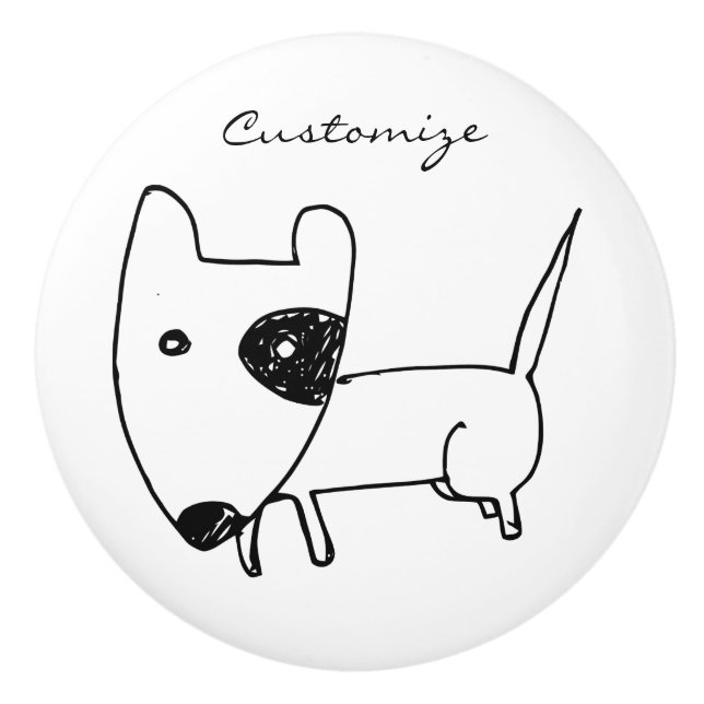 Cute Minimalistic Black-öga Hund Thunder_Cove Knopp (Framsidan)