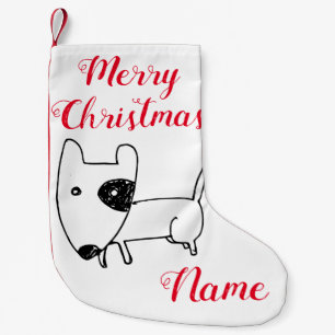 Cute Minimalistic Black-öga Hund Thunder_Cove Liten Julstrumpa