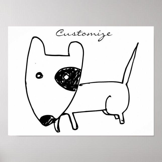 Cute Minimalistic Black-öga Hund Thunder_Cove Poster (Framsidan)