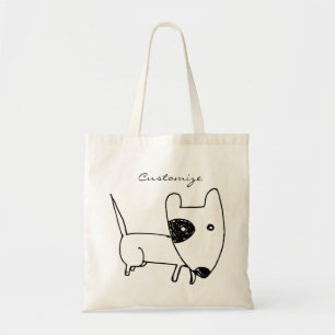Cute Minimalistic Black-öga Hund Thunder_Cove Tygkasse