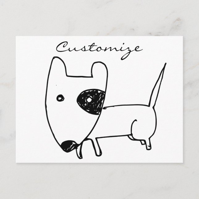 Cute Minimalistic Black-öga Hund Thunder_Cove Vykort (Framsida)