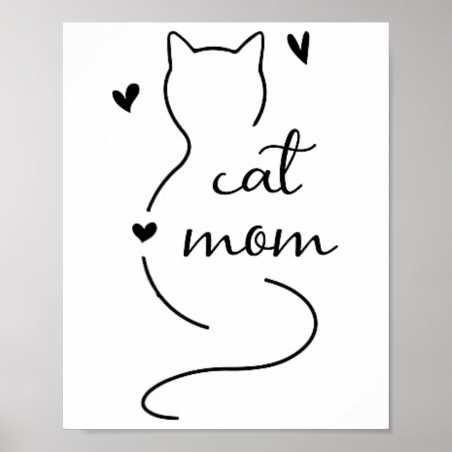 Cute Minimalistic Cat Mam Cat Mamma Kattunge Kitte Poster (Framsidan)