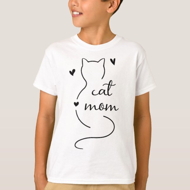 Cute Minimalistic Cat Mam Cat Mamma Kattunge Kitte T Shirt (Framsida)