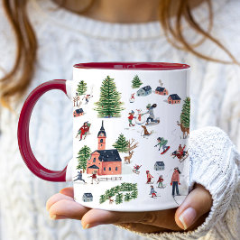 Cute Minimalistic Nordic Winter Village jul Mugg