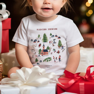Cute Minimalistic Nordic Winter Village jul T Shirt
