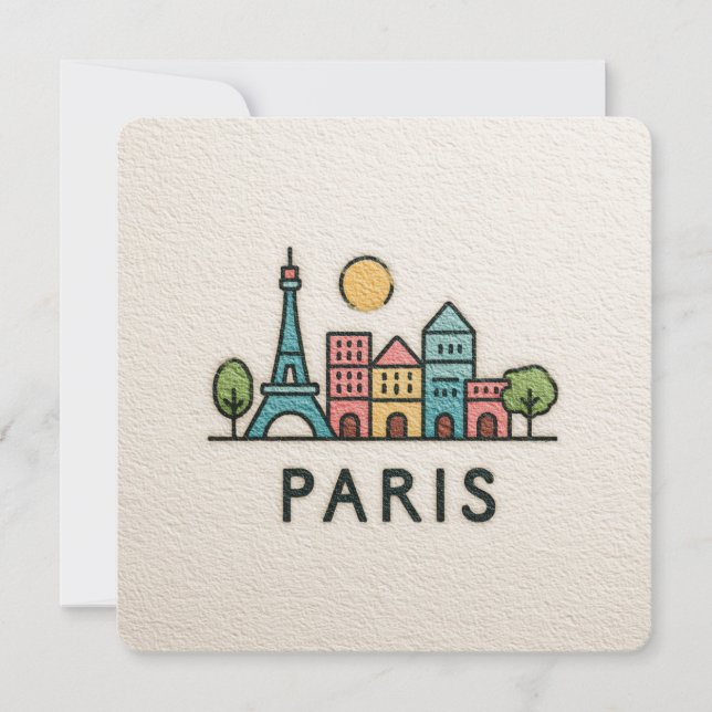 Cute Minimalistic Paris Skyline Julkort (Framsida)