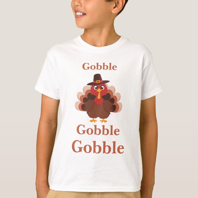 Cute Minimalistic Thanksgiving Funny Gobble Turkey T Shirt (Framsida)