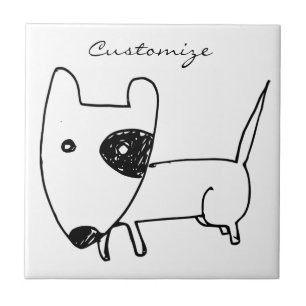 Cute Minimalistiskt Black-öga-Hund Thunder_Cove Kakelplatta