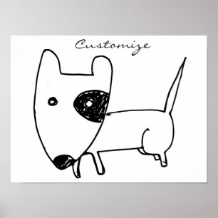 Cute Minimalistiskt Black-öga-Hund Thunder_Cove Poster