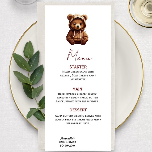Cute Minimum Photo Bear-y baby Rustic-menyn Meny (Skapare uppladdad)