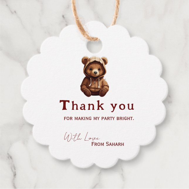 Cute Minimum Photo Bear-y personlized baby Gåvor Etiketter (Framsida)