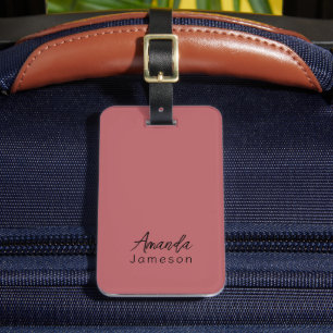 Cute Minimum Ro Rosa Monogram Fullt Namn Bagagebricka