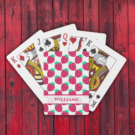 Cute Minimum Strawberry Mönster in Red and Grönt Casinokort