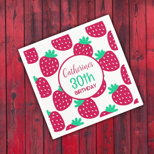 Cute Minimum Strawberry Mönster in Red and Grönt Pappersservett (Skapare uppladdad)