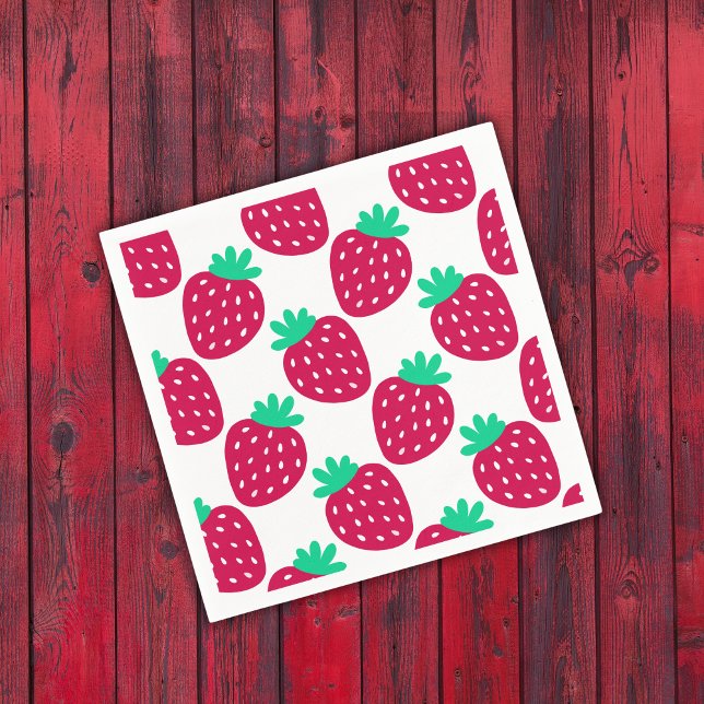 Cute Minimum Strawberry Mönster in Red and Grönt Pappersservett (Skapare uppladdad)