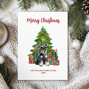 Cute Minister Schnauzer Hund Family jul Julkort