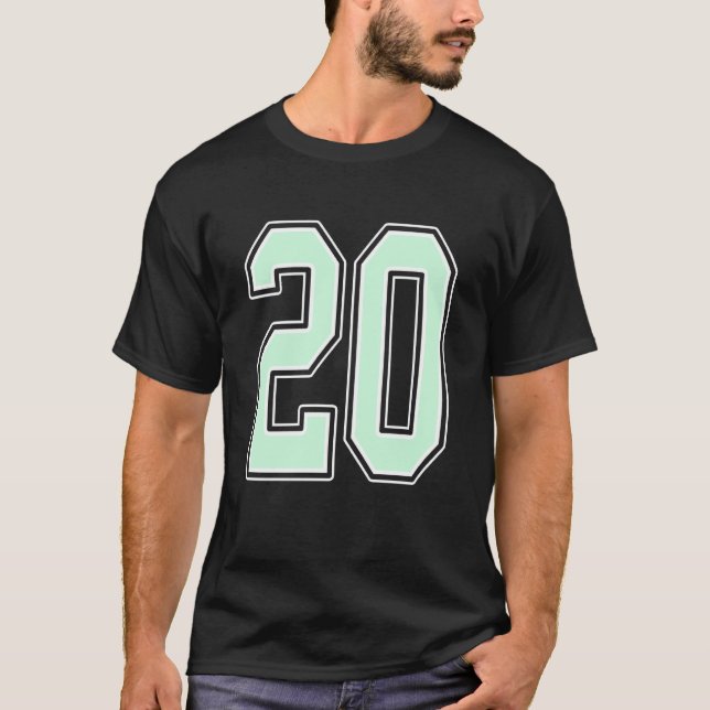 Cute Mint Green Number 20 Jersey Player Uniform #2 T Shirt (Framsida)