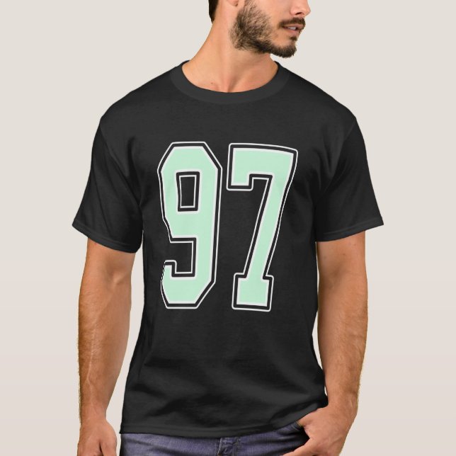 Cute Mint Green Number 97 Jersey Player Uniform #9 T Shirt (Framsida)