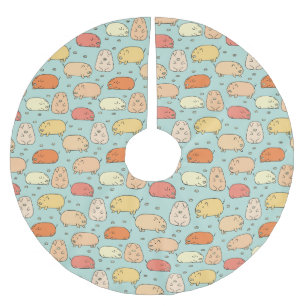 Cute Mint Gris Mönster Julgransmatta Borstad Polyester