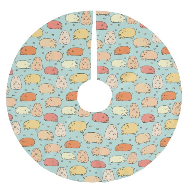 Cute Mint Gris Mönster Julgransmatta Borstad Polyester (Framsidan)