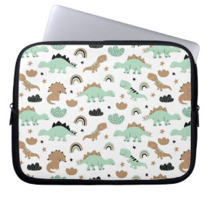 Cute Mint Grönt Dinosaur Mönster Laptop Fodral