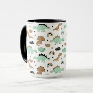 Cute Mint Grönt Dinosaur Mönster Mugg