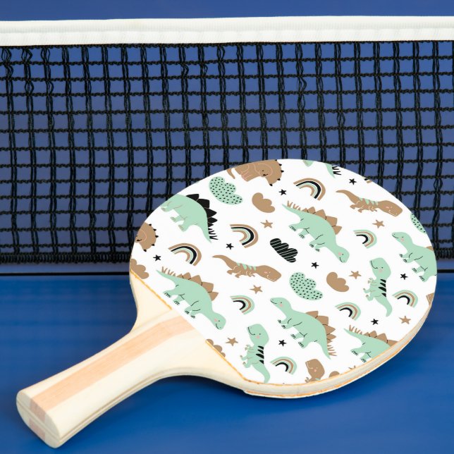 Cute Mint Grönt Dinosaur Mönster Pingisracket (Insitu)