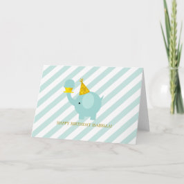 Cute Mint Grönt Elephant Birthday Tack Kort