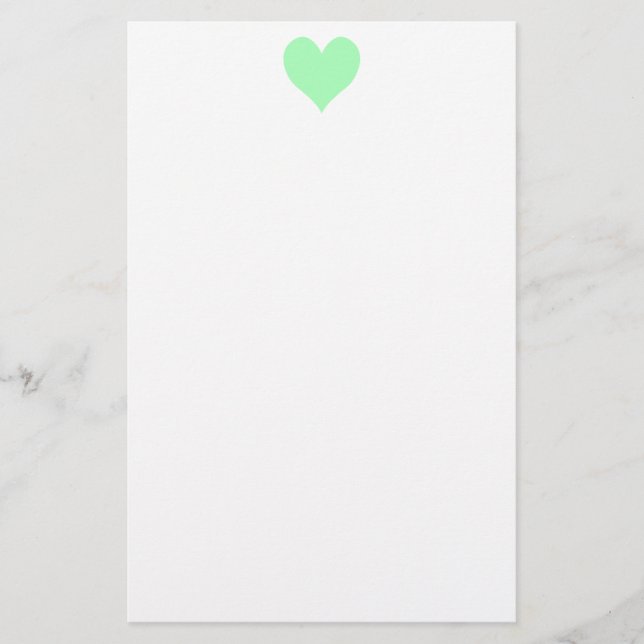 Cute Mint Grönt Heart Brevpapper (Framsida)