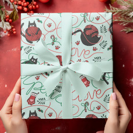 Cute Mint-julfreden och Kärlek-garnet Kattunge Presentpapper