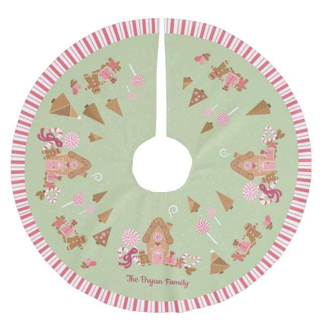 Cute Mint Rosa Gingerbröd House Candy cane Brushe Julgransmatta Borstad Polyester (Framsidan)
