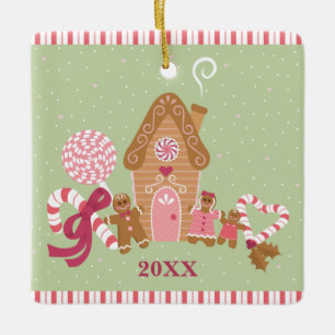 Cute Mint Rosa Gingertea Candy Square Ornament