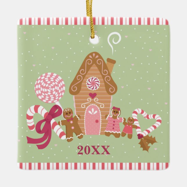 Cute Mint Rosa Gingertea Candy Square Ornament (Framsida)