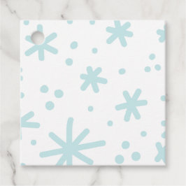 Cute Mint Snowy Snowflake Stars Gåvor Etiketter