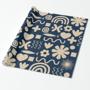 Cute Miscellany Mörk blått Scandi Mönster Presentpapper