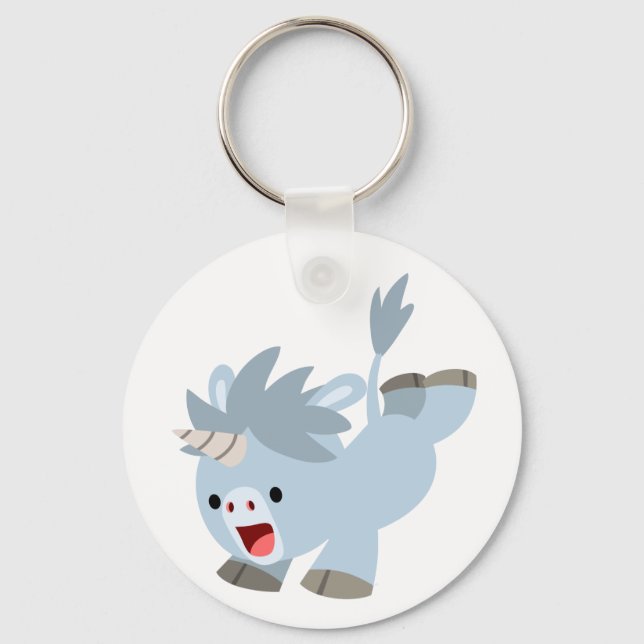 Cute Mischievent Tecknad Baby Unicorn Keychain Nyckelring (Framsida)